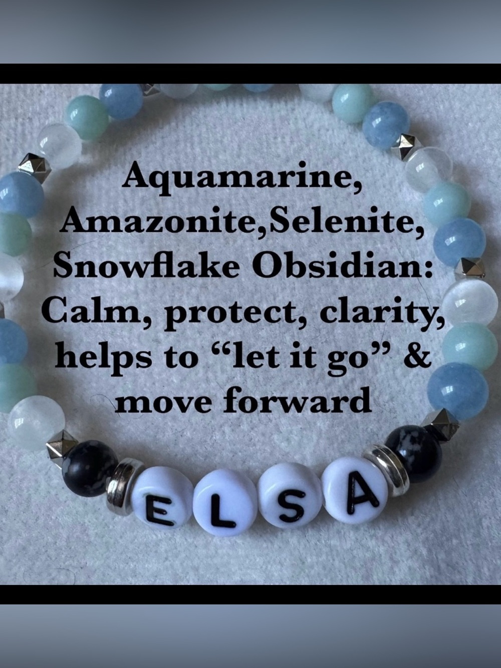 Princess Elsa inspired Aquamarine & Amazonite Beaded Pet Bracelet - Blue/White